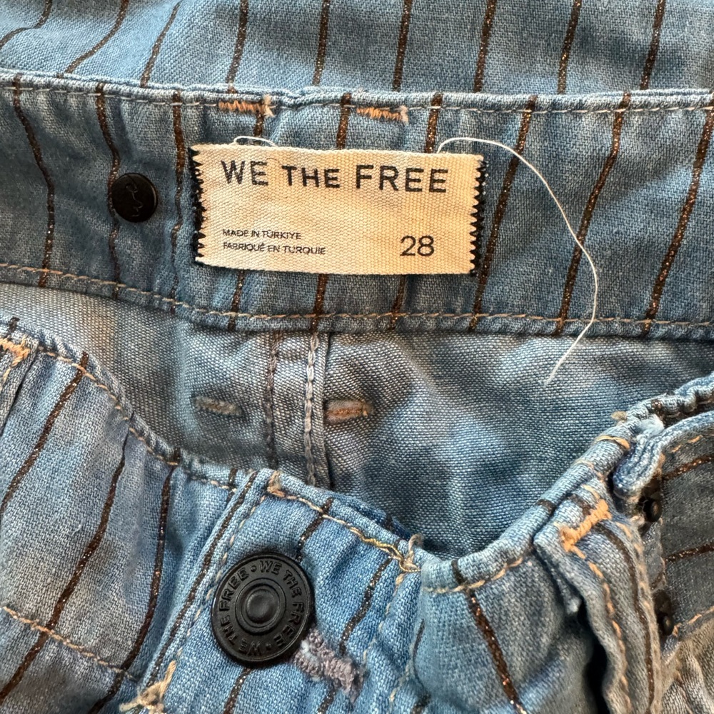 NWT Women's Free People Don't Wait Up Pinstripe Boyfriend Striped Jeans Size 28 - Picture 8 of 10